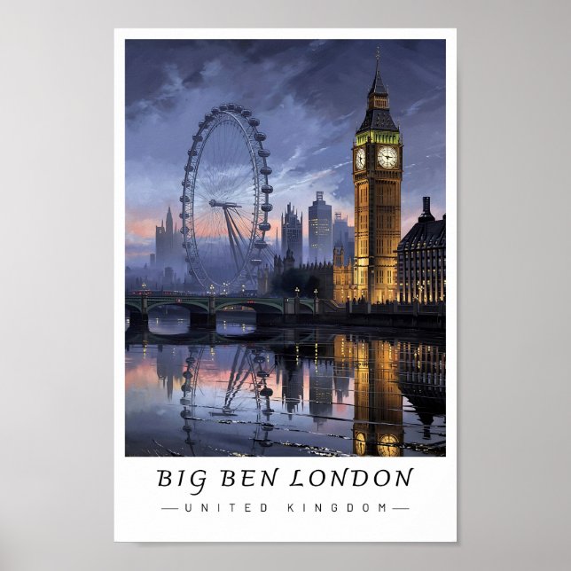 Big Ben London Storbritannien Väggkonst, Stadspano Poster (Framsidan)