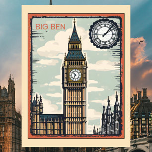 Big Ben London Storbritannien Vintage Resa Vykort