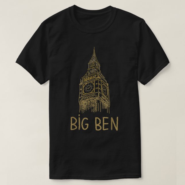 Big Ben London Unique Hand plockade Art T Shirt (Design framsida)