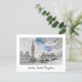 Big Ben London - Vintage resor Illustration Vykort