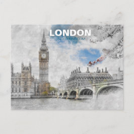 Big Ben London - Vintage resor Illustration Vykort