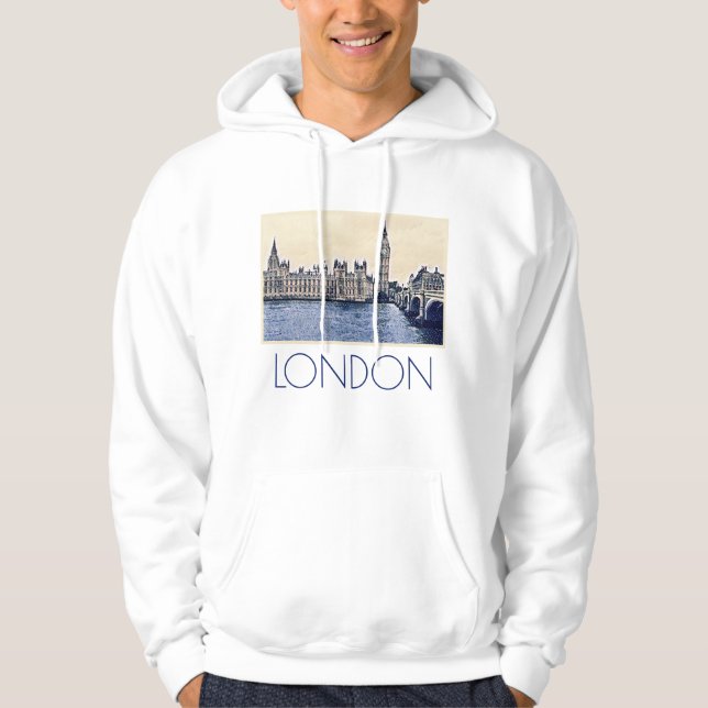 Big Ben London Watercolor art Hoodie (Framsida)