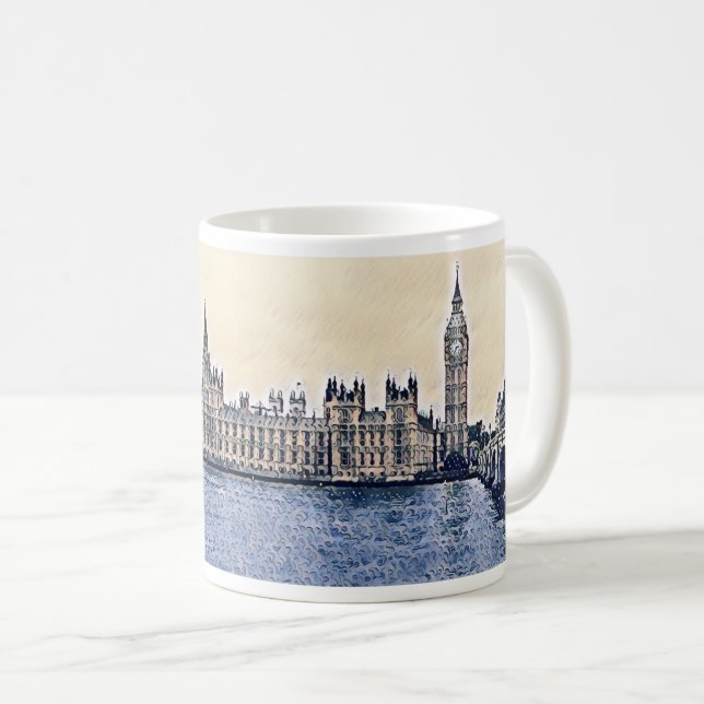 Big Ben London Watercolor art  Kaffemugg (Framsida höger)