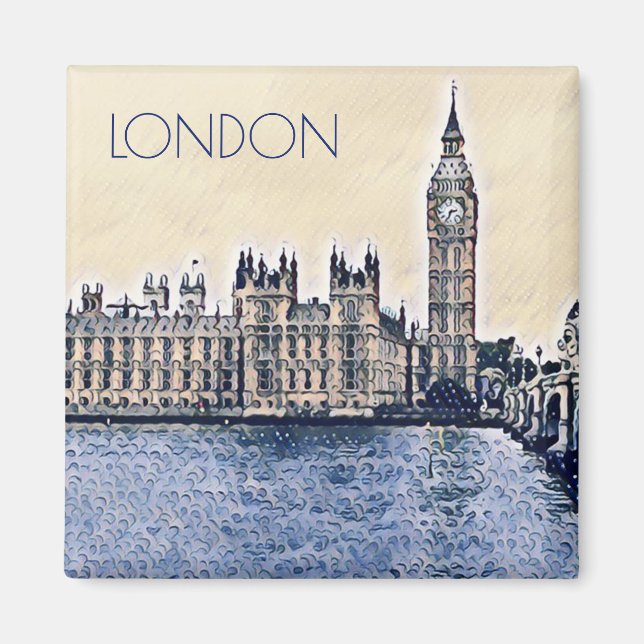 Big Ben London Watercolor art Magnet (Framsidan)