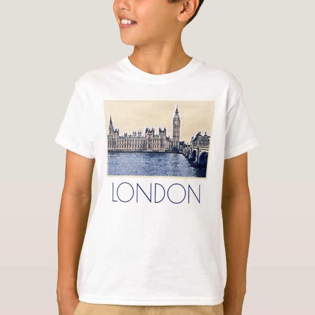 Big Ben London Watercolor art T Shirt (Framsida)