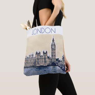 Big Ben London Watercolor art Tygkasse