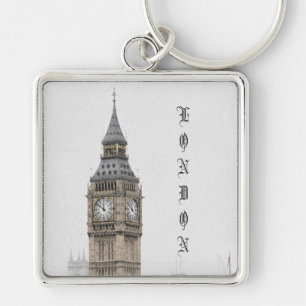 Big Ben London (Watercolor) Fyrkantig Silverfärgad Nyckelring
