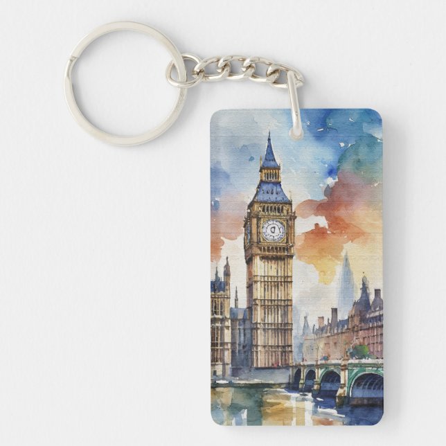 Big Ben London Watercolor Keychain (Framsidan)