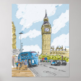 Big Ben London Watercolor Poster