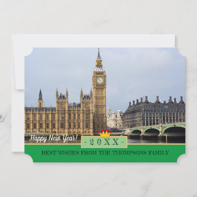 Big Ben London, Westminster & Gott nytt år! Kort (Framsida)