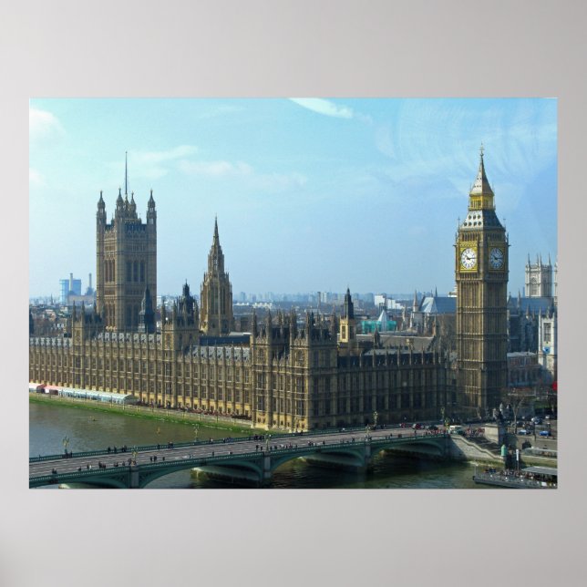 Big Ben och Houses - London Poster (Framsidan)