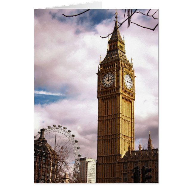 Big Ben och London Öga Hälsningskort (Framsidan)