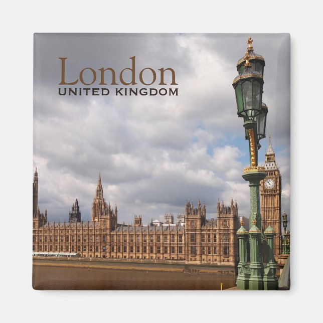 Big Ben och parlamentet i London textmagnet Magnet (Framsidan)
