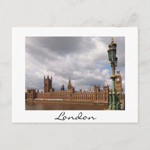 Big Ben och parlamentet i London, vitt textkort Vykort
