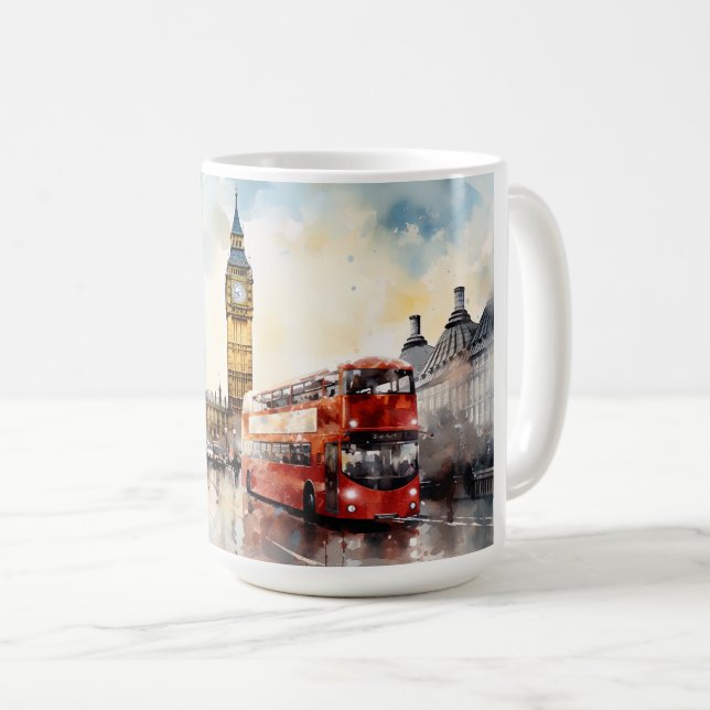 Big Ben och red buss i London Kaffemugg (Framsida höger)