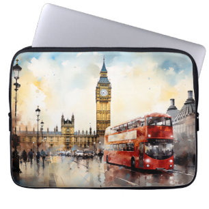 Big Ben och red buss i London Laptop Fodral