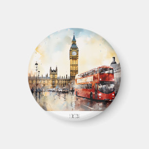 Big Ben och red buss i London Magnet