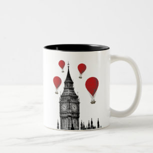 Big Ben och Red Luftballong 2 Två-Tonad Mugg