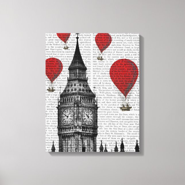 Big Ben och Red Luftballongs Canvastryck (Framsida)