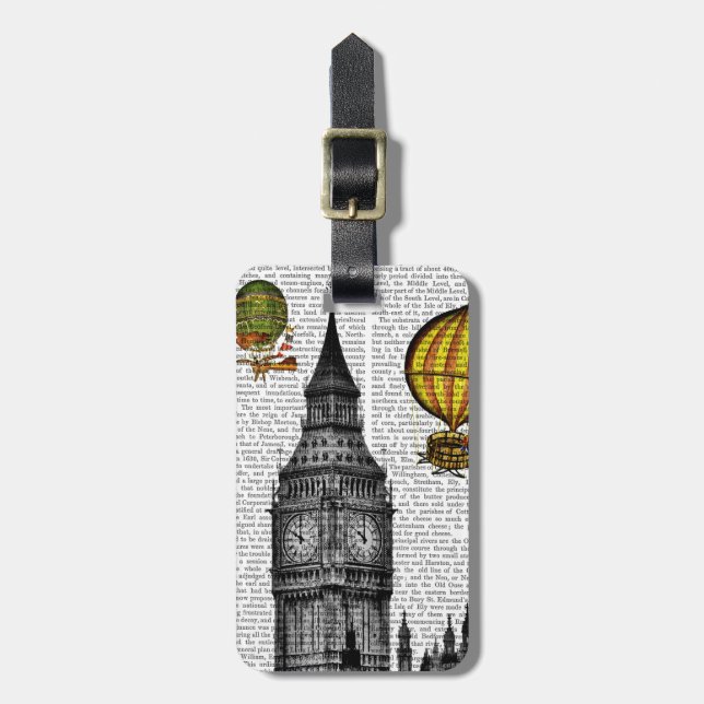 Big Ben och Vintage Luftballonger Bagagebricka (Vertikal Framsida)