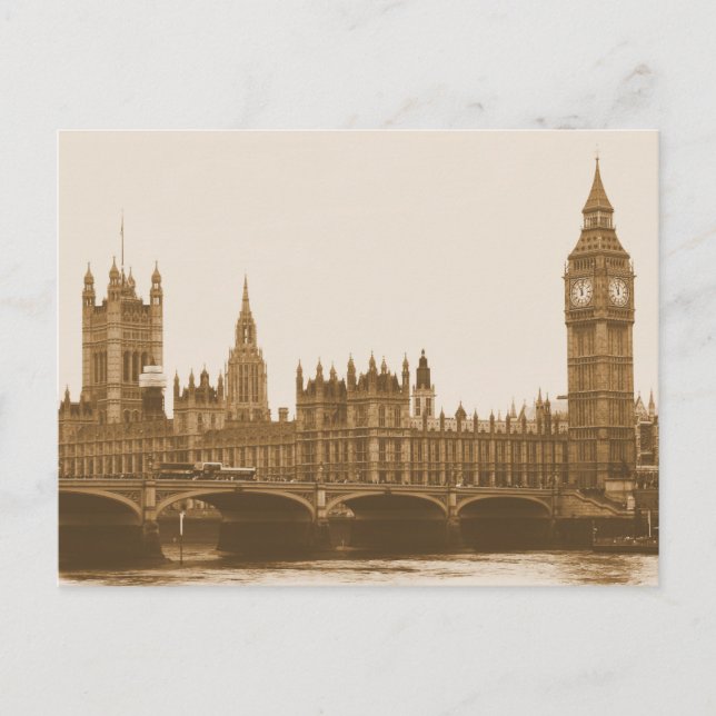 Big Ben - parlamentet - Westminster Bridge Postcar Vykort (Framsida)