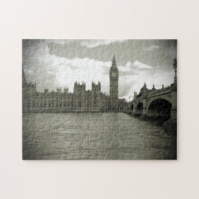 Big Ben Parliament i Black & White 11 x 14 - 252 p Pussel (Horisontell)