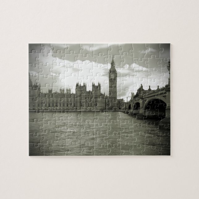 Big Ben Parliament i Black & White - 8 x 10 - 110  Pussel (Horisontell)