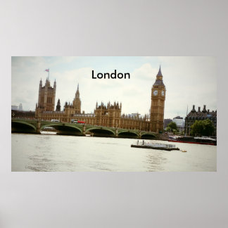 Big Ben Parliament och Thames Poster