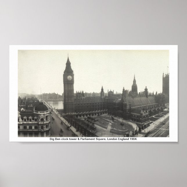 Big Ben & Parliament Square London 1904 Poster (Framsidan)