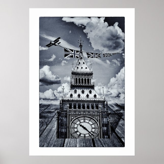 Big Ben - Surreal London Art /England Poster (Framsidan)