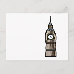 Big Ben Torn i London Whimsical Tecknad Vykort
