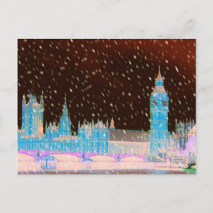 Big Ben Westminster Abbey London Red Himmel Vykort