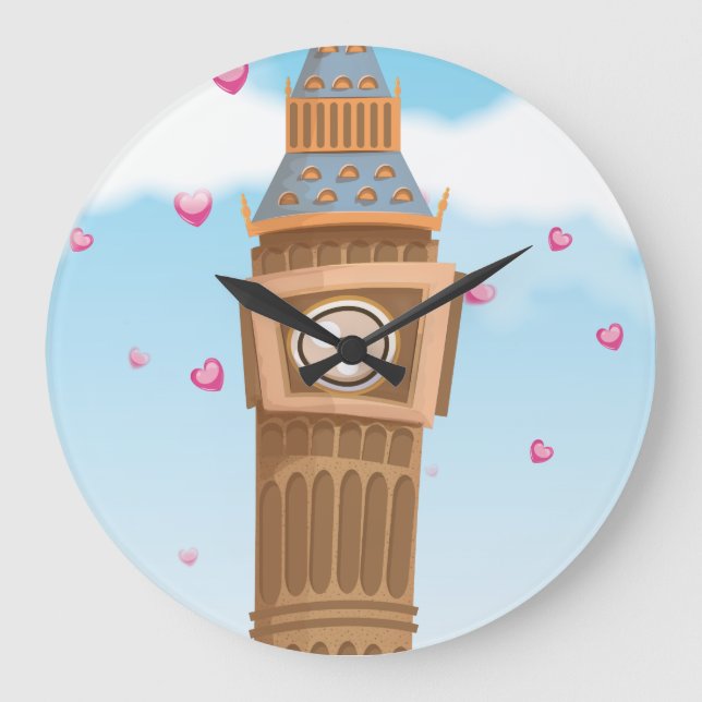 Big Ben Westminster Clock Torn tecknad Stor Klocka (Framsida)