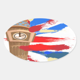 Big Ben Westminsterklocktornet Ovalt Klistermärke