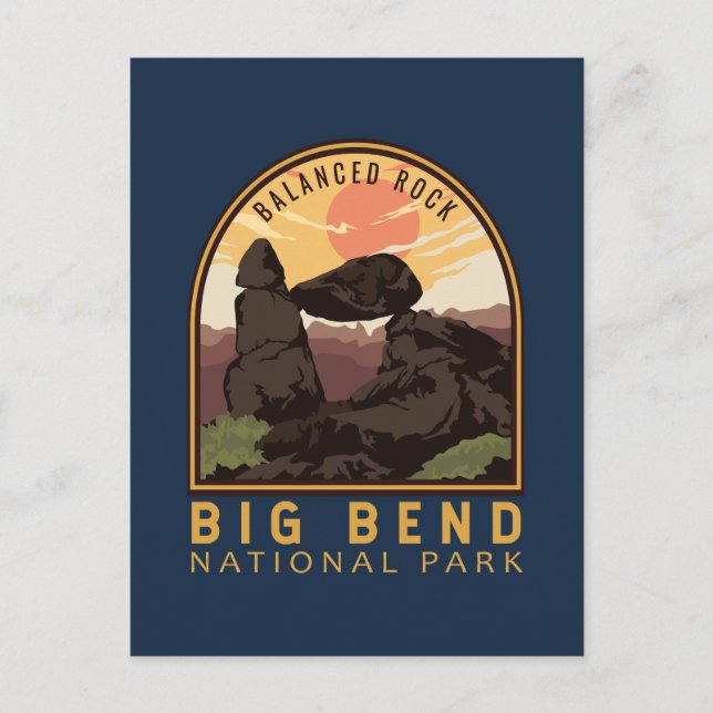 Big Bend National Park Balanced Sten Emblem Vykort (Framsida)