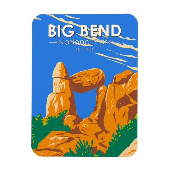 Big Bend National Park Balanced Sten Vintage Magnet (Vertikal)
