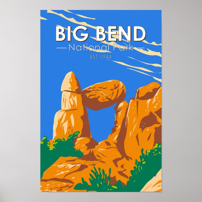 Big Bend National Park Balanced Sten Vintage Poster (Framsidan)
