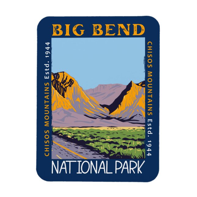 Big Bend National Park Chisos Mountain Disted Magnet (Vertikal)