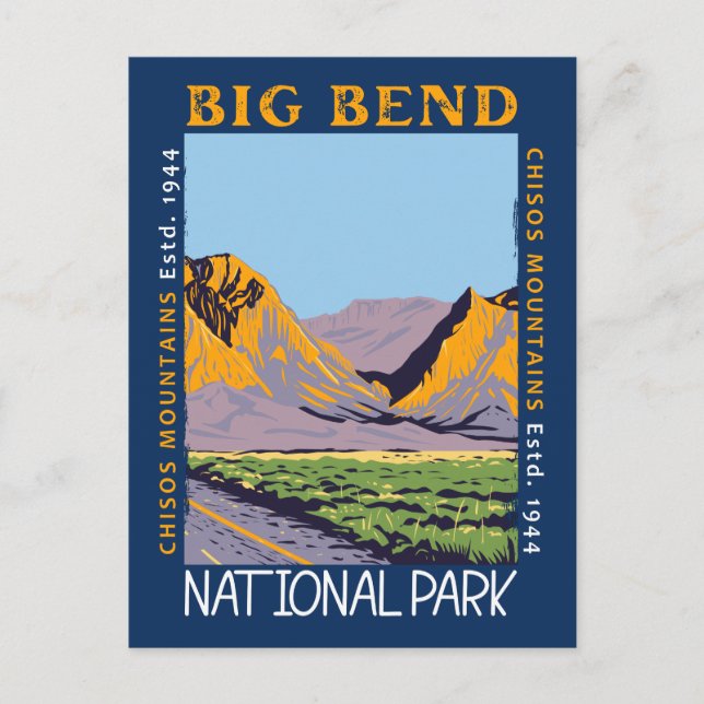Big Bend National Park Chisos Mountain Disted Vykort (Framsida)