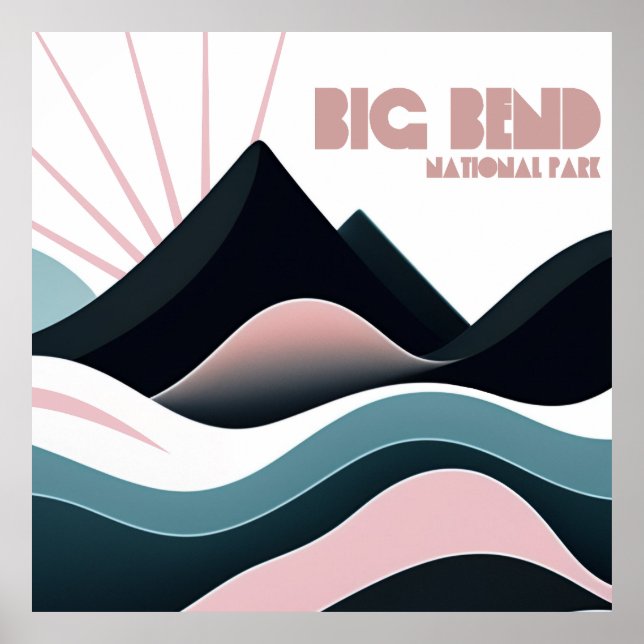 Big Bend National Park Färgad Backe Poster (Framsidan)