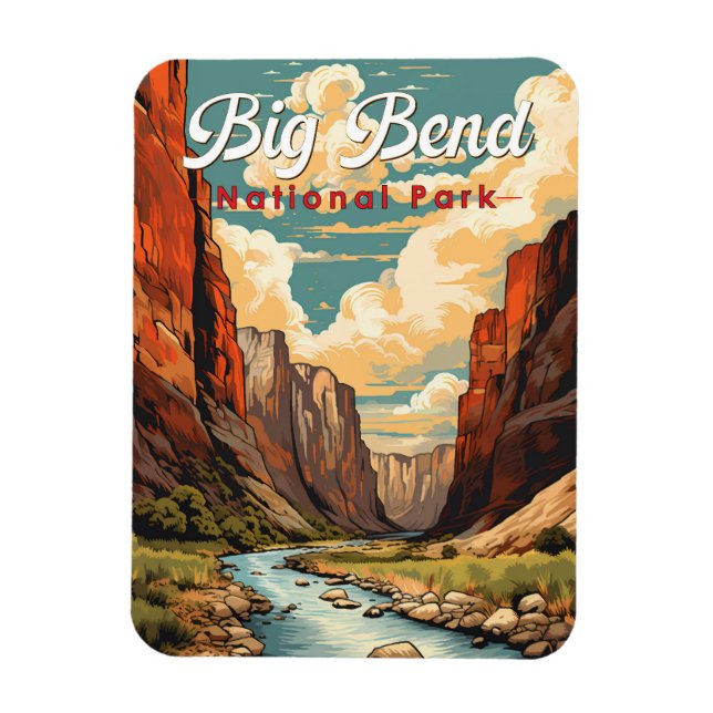 Big Bend National Park Illustration Retro Magnet (Vertikal)