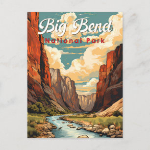 Big Bend National Park Illustration Retro Vykort