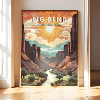 Big Bend National Park Poster Art Print, Retro Nat