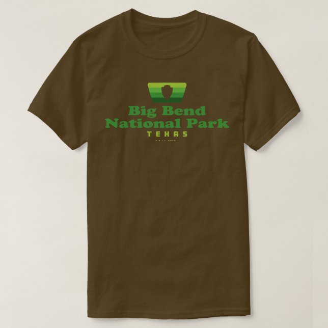Big Bend National Park Retro Badge Arrowhad-Grönt T Shirt (Design framsida)