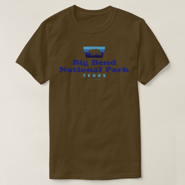 Big Bend National Park Retro Badge Bear Blue T Shirt (Design framsida)