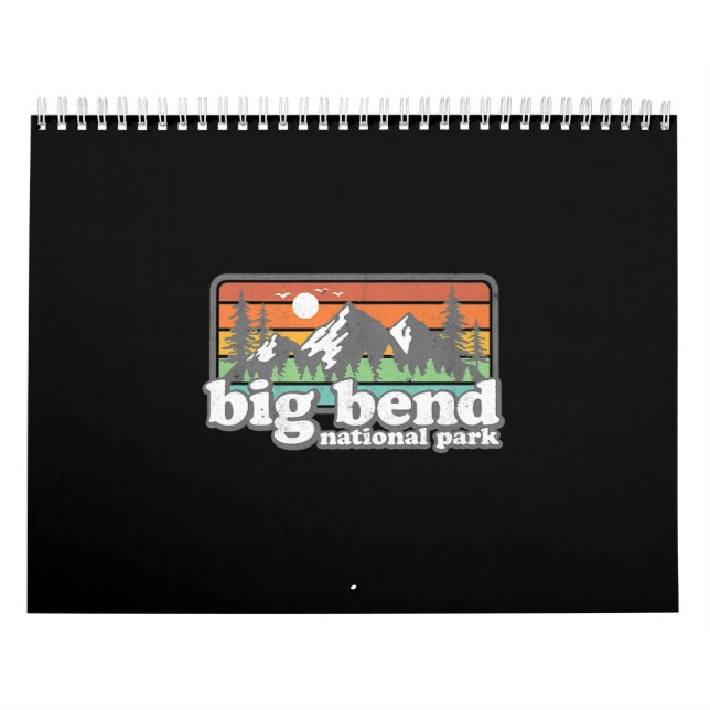 Big Bend National Park Retro Hiking Camping Souven Kalender (Omslag)