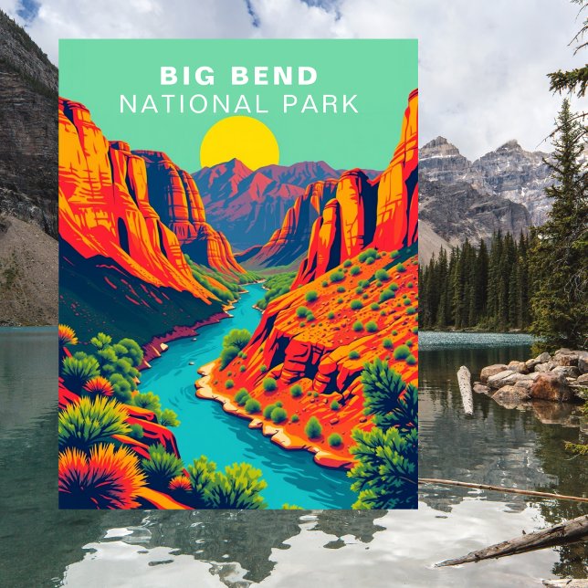 Big Bend National Park Retro USA Vykort (Big Bend National Park Retro USA Postcard
)