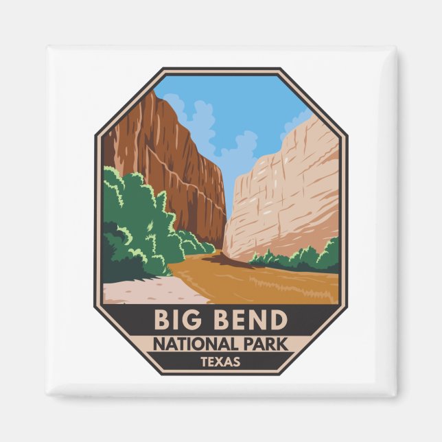 Big Bend National Park Rio Grande Vintage Magnet (Framsidan)
