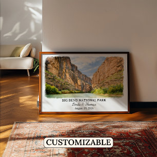 Big Bend National Park Texas Affisch, Akvarell Poster