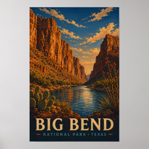 Big Bend National Park Texas Modern Träsnitt Poster